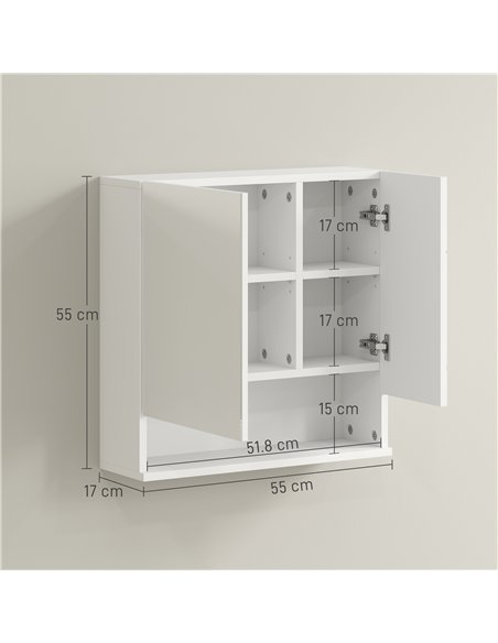 kleankin Wall Mounted Bathroom Storage Cupboard - White - pic 159998 | FastDaddyshop