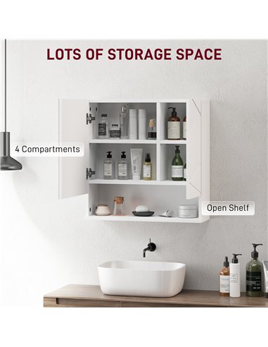 kleankin Wall Mounted Bathroom Storage Cupboard - White