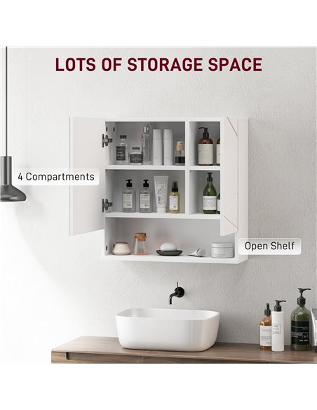 kleankin Wall Mounted Bathroom Storage Cupboard - White - pic 159999 | FastDaddyshop