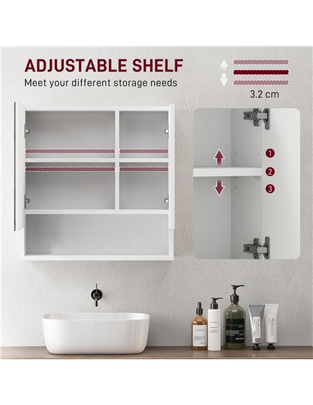 kleankin Wall Mounted Bathroom Storage Cupboard - White - pic 160000 | FastDaddyshop