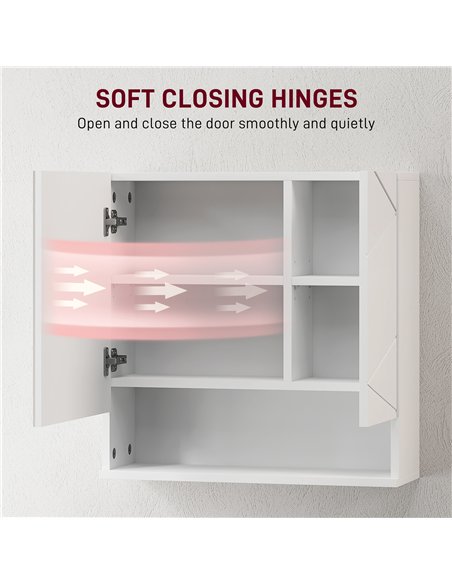 kleankin Wall Mounted Bathroom Storage Cupboard - White - pic 160002 | FastDaddyshop