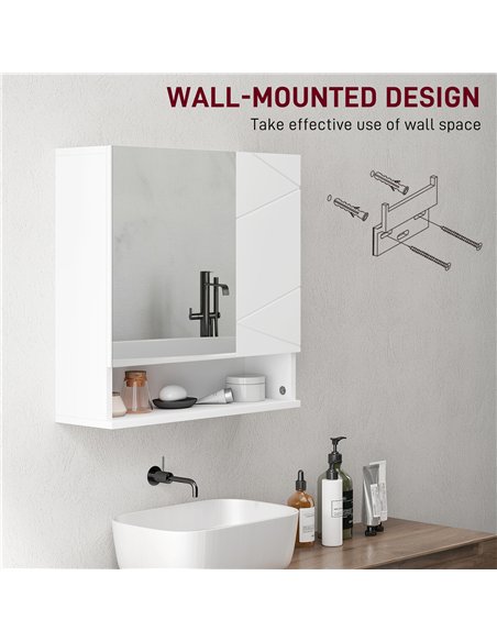 kleankin Wall Mounted Bathroom Storage Cupboard - White - pic 160003 | FastDaddyshop