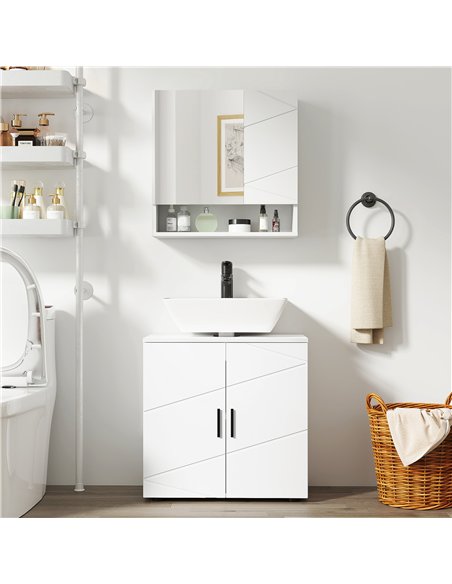 kleankin Wall Mounted Bathroom Storage Cupboard - White - pic 160004 | FastDaddyshop