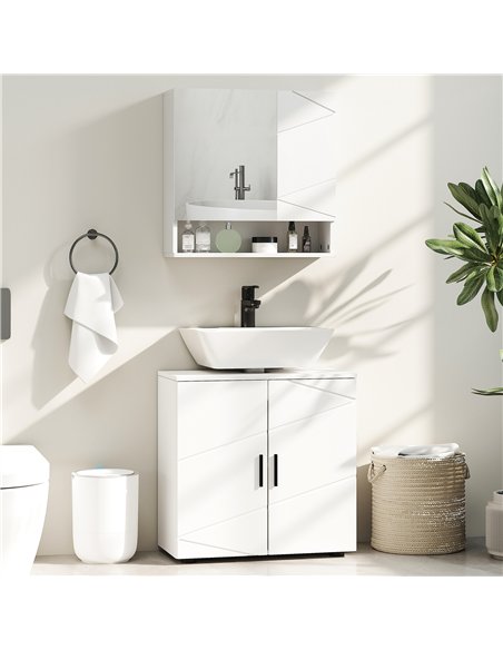 kleankin Under Sink Cabinet with Shelf - White - pic 160006 | FastDaddyshop