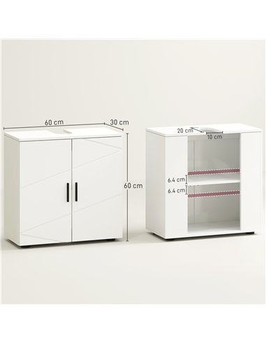 kleankin Under Sink Cabinet with Shelf - White