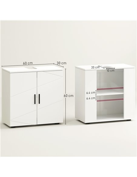 kleankin Under Sink Cabinet with Shelf - White - pic 160007 | FastDaddyshop