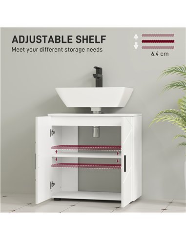 kleankin Under Sink Cabinet with Shelf - White