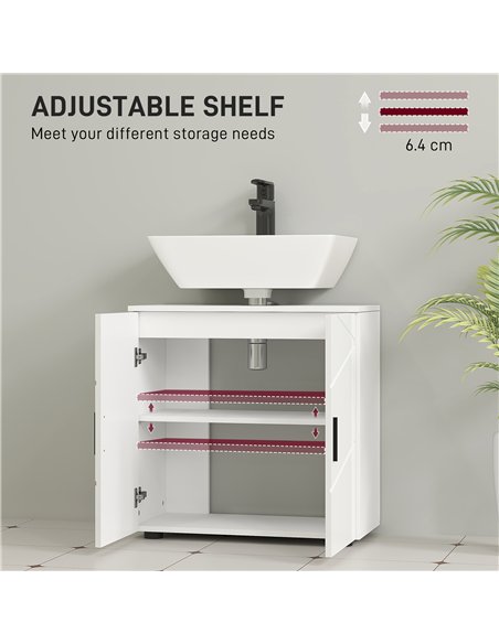 kleankin Under Sink Cabinet with Shelf - White - pic 160009 | FastDaddyshop