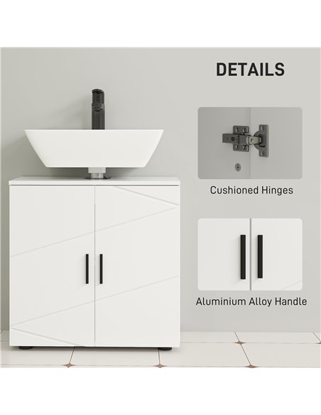 kleankin Under Sink Cabinet with Shelf - White - pic 160010 | FastDaddyshop