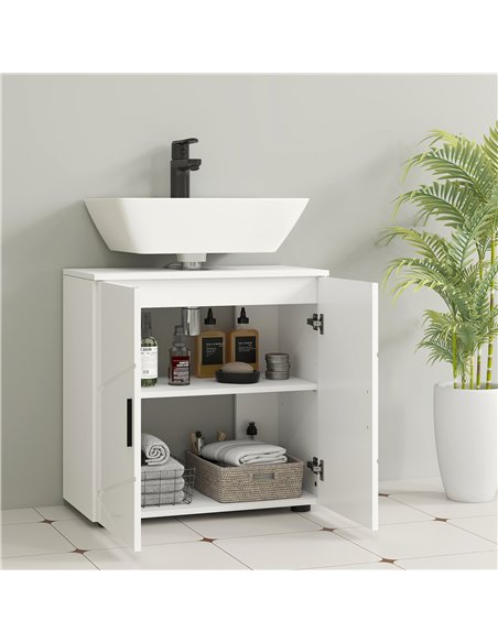 kleankin Under Sink Cabinet with Shelf - White - pic 160011 | FastDaddyshop