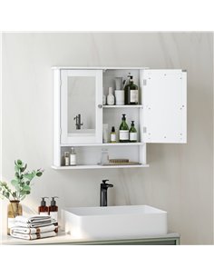 kleankin Bathroom Wall Storage Cabinet - White 2