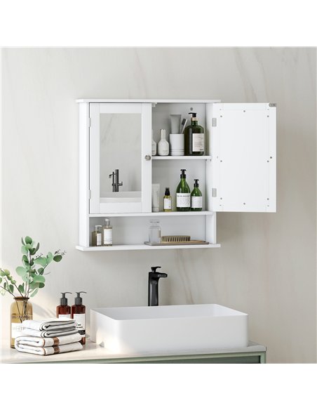 kleankin Bathroom Wall Storage Cabinet - White - pic 160015 | FastDaddyshop