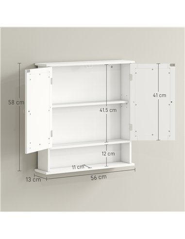 kleankin Bathroom Wall Storage Cabinet - White