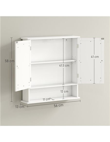 kleankin Bathroom Wall Storage Cabinet - White - pic 160016 | FastDaddyshop