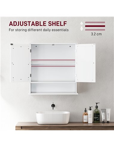 kleankin Bathroom Wall Storage Cabinet - White