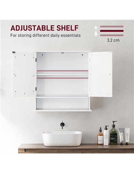 kleankin Bathroom Wall Storage Cabinet - White - pic 160017 | FastDaddyshop