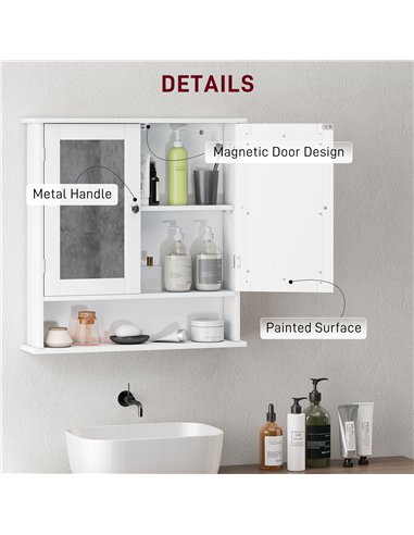 kleankin Bathroom Wall Storage Cabinet - White