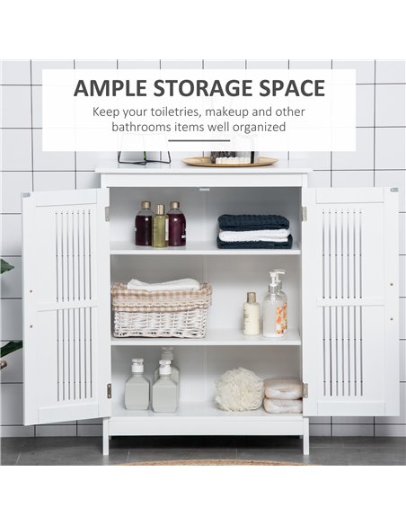 kleankin Modern Bathroom Floor Cabinet - White - pic 160026 | FastDaddyshop