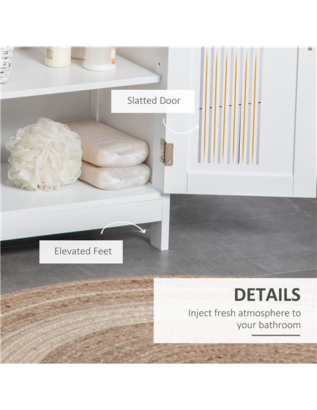 kleankin Modern Bathroom Floor Cabinet - White - pic 160028 | FastDaddyshop