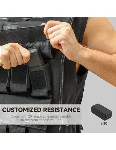 SPORTNOW 20KG Adjustable Weighted Vest, Running Weight Vest, with 30 Metal Weights, Reflective Strips, for Running, Exercise