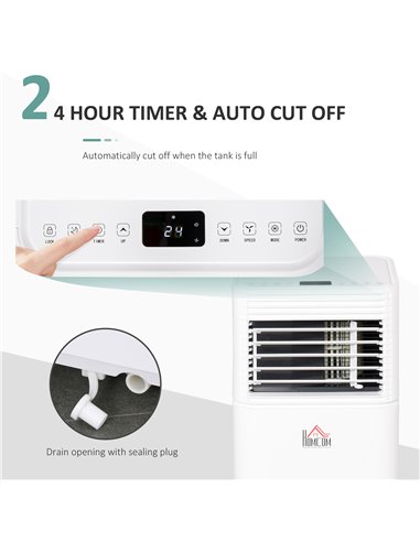 Homcom Mobile Air Conditioner with Fan, Remote, Timer, LED Display, Auto Shut-Down 1010W, White