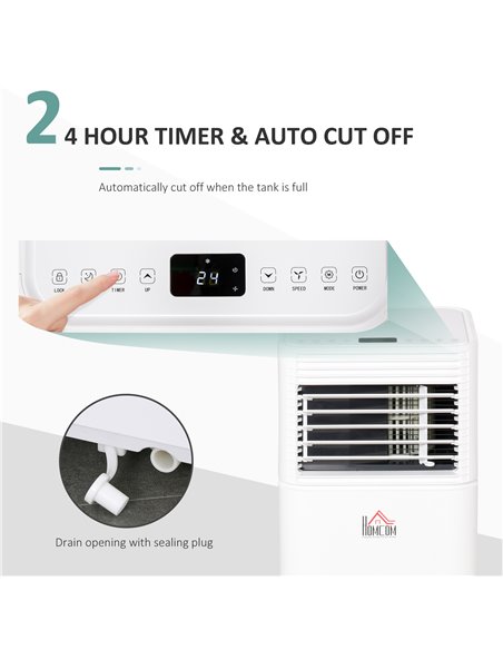 Homcom Mobile Air Conditioner with Fan, Remote, Timer, LED Display, Auto Shut-Down 1010W, White - pic 16004 | FastDaddyshop