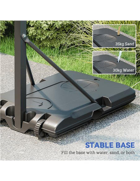 SPORTNOW Fully Adjustable Basketball Hoop Outdoor, 146-236cm Basketball Hoop and Stand with Weighted Base and Shatterproof Backb - pic 160045 | FastDaddyshop