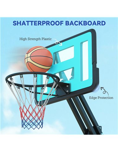 SPORTNOW Fully Adjustable Basketball Hoop Outdoor, 146-236cm Basketball Hoop and Stand with Weighted Base and Shatterproof Backb