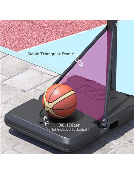 SPORTNOW Fully Adjustable Basketball Hoop Outdoor, 146-236cm Basketball Hoop and Stand with Weighted Base and Shatterproof Backb - pic 160048 | FastDaddyshop
