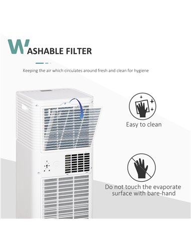 Homcom Mobile Air Conditioner with Fan, Remote, Timer, LED Display, Auto Shut-Down 1010W, White