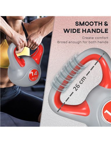 SPORTNOW Kettlebell, 14kg Kettle Bells with Handle for Home Gym Weight Lifting and Strength Training, Red and Grey