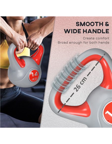SPORTNOW Kettlebell, 14kg Kettle Bells with Handle for Home Gym Weight Lifting and Strength Training, Red and Grey - pic 160053 | FastDaddyshop