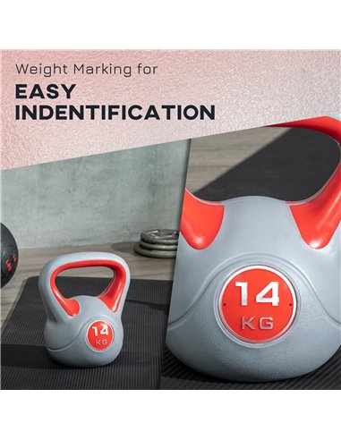 SPORTNOW Kettlebell, 14kg Kettle Bells with Handle for Home Gym Weight Lifting and Strength Training, Red and Grey