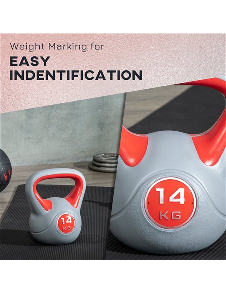 SPORTNOW Kettlebell, 14kg Kettle Bells with Handle for Home Gym Weight Lifting and Strength Training, Red and Grey - pic 160054 | FastDaddyshop