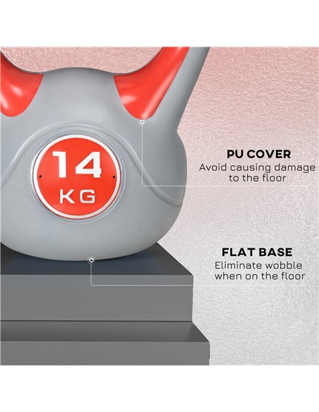 SPORTNOW Kettlebell, 14kg Kettle Bells with Handle for Home Gym Weight Lifting and Strength Training, Red and Grey - pic 160055 | FastDaddyshop