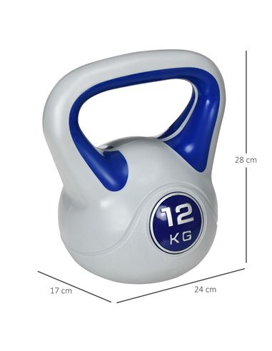 SPORTNOW Kettlebell, 12kg Kettle Bells with Handle for Home Gym Weight Lifting and Strength Training, Dark Blue and Grey