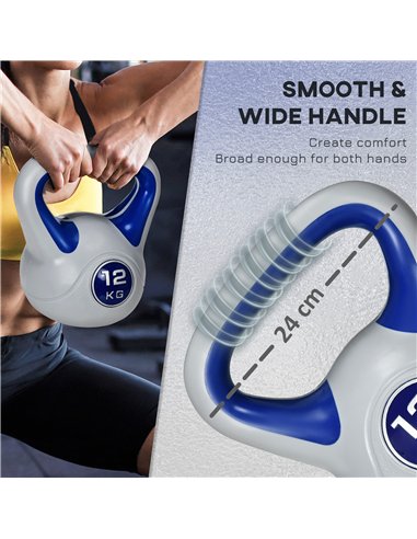 SPORTNOW Kettlebell, 12kg Kettle Bells with Handle for Home Gym Weight Lifting and Strength Training, Dark Blue and Grey