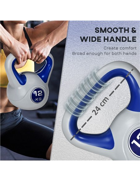 SPORTNOW Kettlebell, 12kg Kettle Bells with Handle for Home Gym Weight Lifting and Strength Training, Dark Blue and Grey - pic 160062 | FastDaddyshop