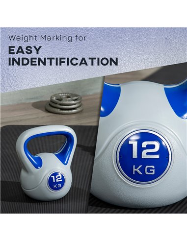 SPORTNOW Kettlebell, 12kg Kettle Bells with Handle for Home Gym Weight Lifting and Strength Training, Dark Blue and Grey