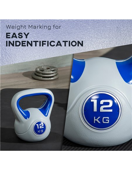 SPORTNOW Kettlebell, 12kg Kettle Bells with Handle for Home Gym Weight Lifting and Strength Training, Dark Blue and Grey - pic 160063 | FastDaddyshop