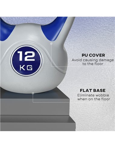 SPORTNOW Kettlebell, 12kg Kettle Bells with Handle for Home Gym Weight Lifting and Strength Training, Dark Blue and Grey