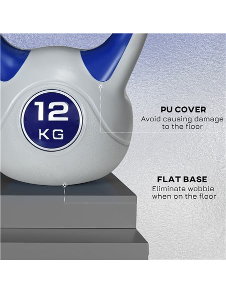 SPORTNOW Kettlebell, 12kg Kettle Bells with Handle for Home Gym Weight Lifting and Strength Training, Dark Blue and Grey - pic 160064 | FastDaddyshop