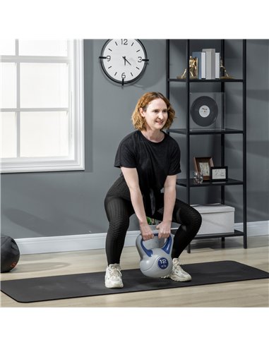 SPORTNOW Kettlebell, 12kg Kettle Bells with Handle for Home Gym Weight Lifting and Strength Training, Dark Blue and Grey