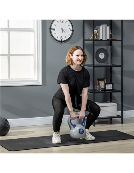 SPORTNOW Kettlebell, 12kg Kettle Bells with Handle for Home Gym Weight Lifting and Strength Training, Dark Blue and Grey - pic 160065 | FastDaddyshop