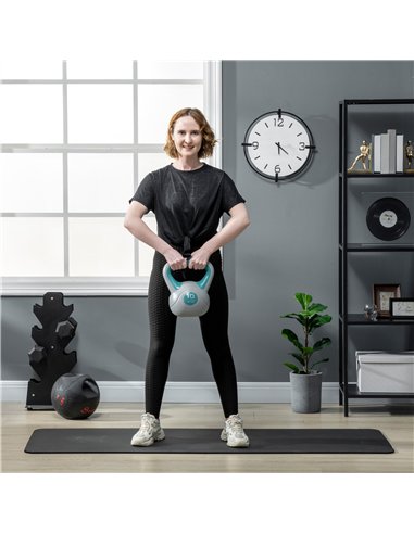 SPORTNOW Kettlebell, 10kg Kettle Bells with Handle for Home Gym Weight Lifting and Strength Training, Light Blue and Grey