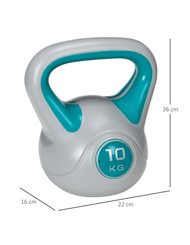SPORTNOW Kettlebell, 10kg Kettle Bells with Handle for Home Gym Weight Lifting and Strength Training, Light Blue and Grey