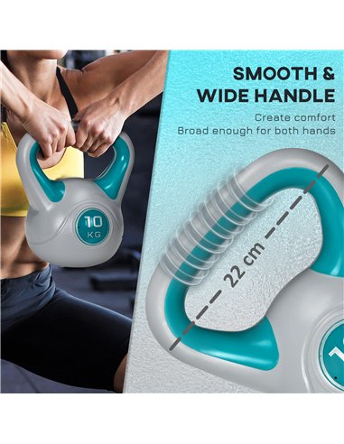 SPORTNOW Kettlebell, 10kg Kettle Bells with Handle for Home Gym Weight Lifting and Strength Training, Light Blue and Grey