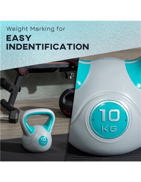 SPORTNOW Kettlebell, 10kg Kettle Bells with Handle for Home Gym Weight Lifting and Strength Training, Light Blue and Grey - pic 160072 | FastDaddyshop