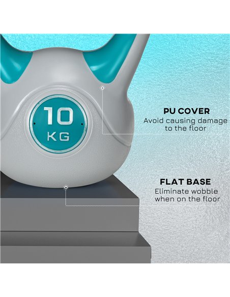 SPORTNOW Kettlebell, 10kg Kettle Bells with Handle for Home Gym Weight Lifting and Strength Training, Light Blue and Grey - pic 160073 | FastDaddyshop