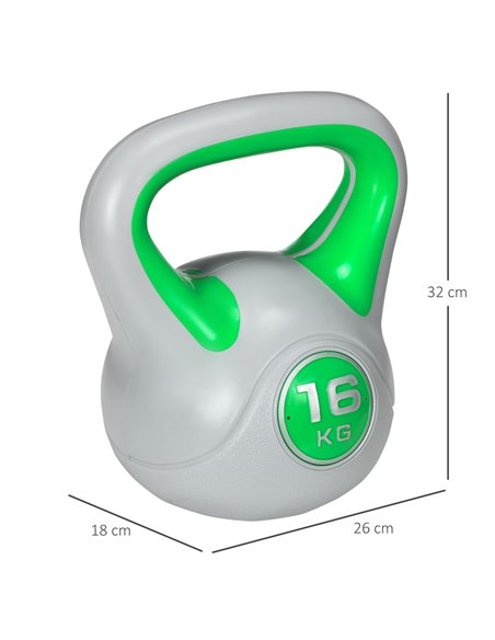 SPORTNOW Kettlebell, 16kg Kettle Bells with Handle for Home Gym Weight Lifting and Strength Training, Green and Grey - pic 160079 | FastDaddyshop